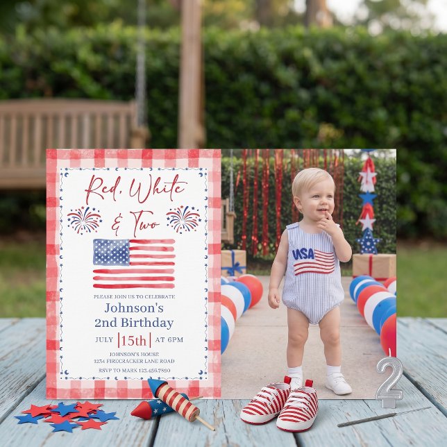All American 2nd Birthday Photo Invitation (Créateur téléchargé)