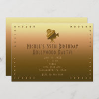 All Gold Cinema & Stars Hollywood Party Invitation