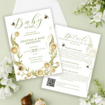 All in One Baby to Bee QR Code Douche Invitation