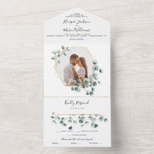 All in One Eucalyptus Greenery Wedding Invitation