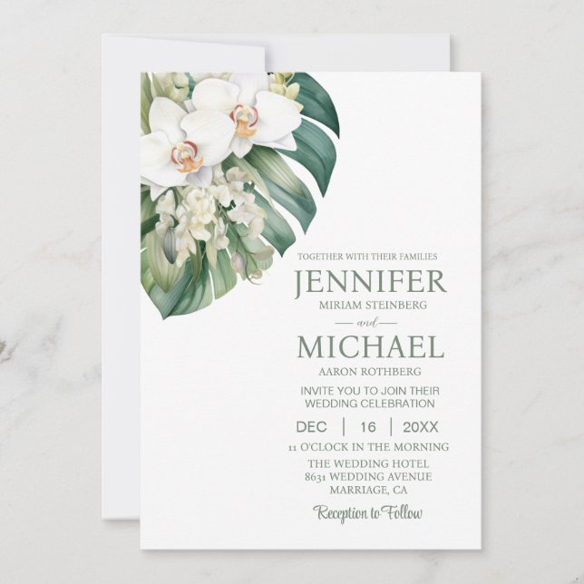 All in One White Orchids Wedding Invitations (Devant)