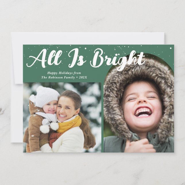 All Is Bright Joyeux Noël Carte de vacances (Devant)