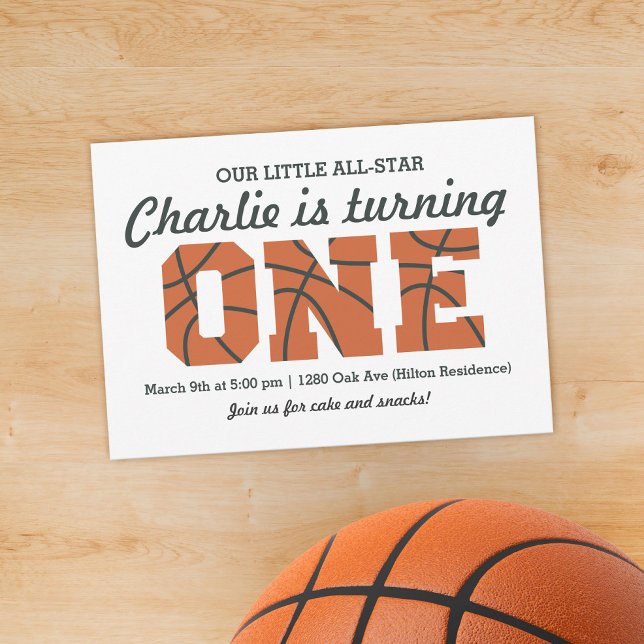 All-Star Basketball First Birthday Invitation (Créateur téléchargé)