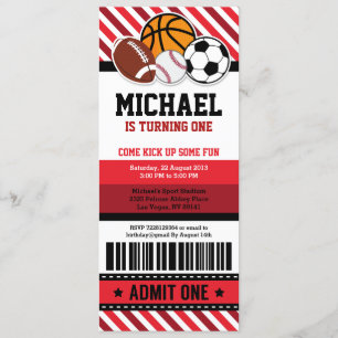 All Star Sport Ticket Pass Invitation Anniversaire