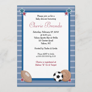 All Stars Sports Baby shower Invitation 5 x 7
