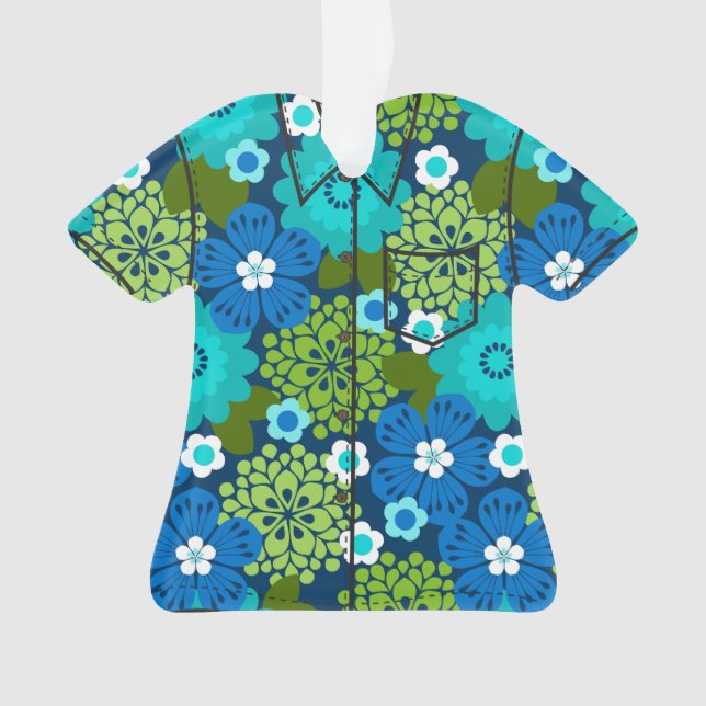Allana Garden Floral Hawaïen Aloha Chemise - Bleu (devant)