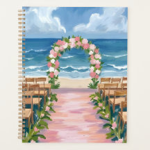 Allée de mariage de plage aquarelle florale
