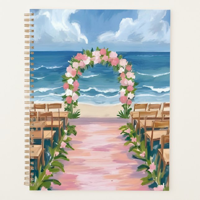 Allée de mariage de plage aquarelle florale (Devant)