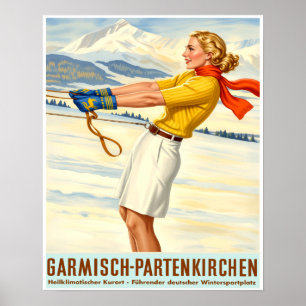 Allemagne, affiche de ski de Garmisch Partenkirche