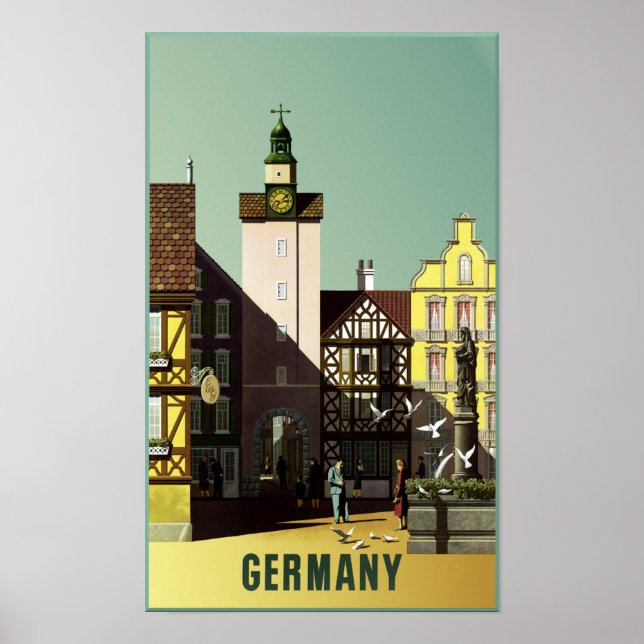 Allemagne. Affiche de voyage vintage. (Devant)