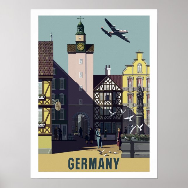 Allemagne, ancienne affiche de compagnie aérienne (Devant)