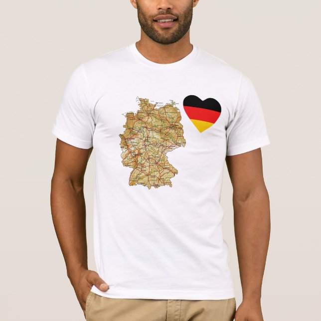 Allemagne Coeur Drapeau et T-shirt (Devant)