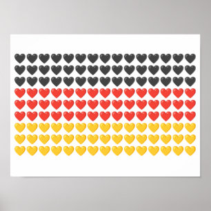 Allemagne COEURS AFFICHE DE DRAPEAU
