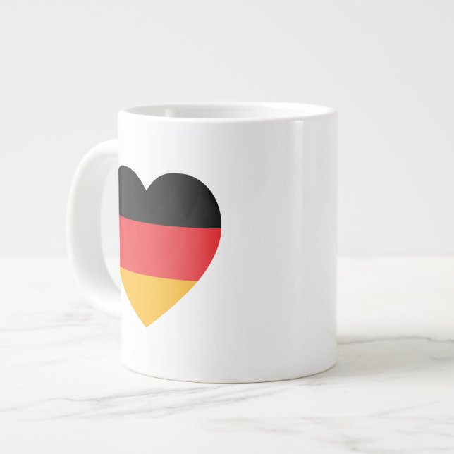 Allemagne Drapeau Coeur Jumbo Café Mug (Devant gauche)