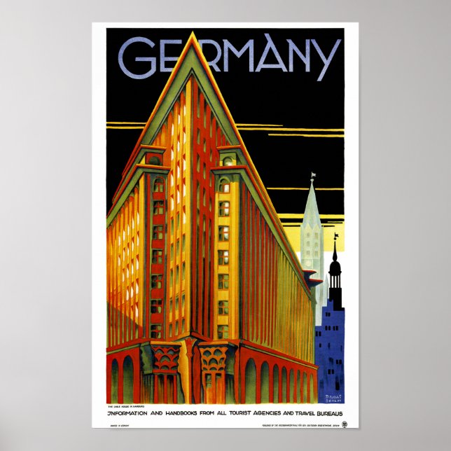 Allemagne Poster Vintage voyage restauré (Devant)