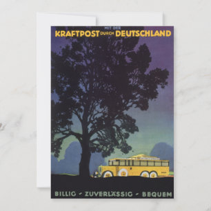 Allemagne vintage, Bus Jaune à la nuit, Art de Voy