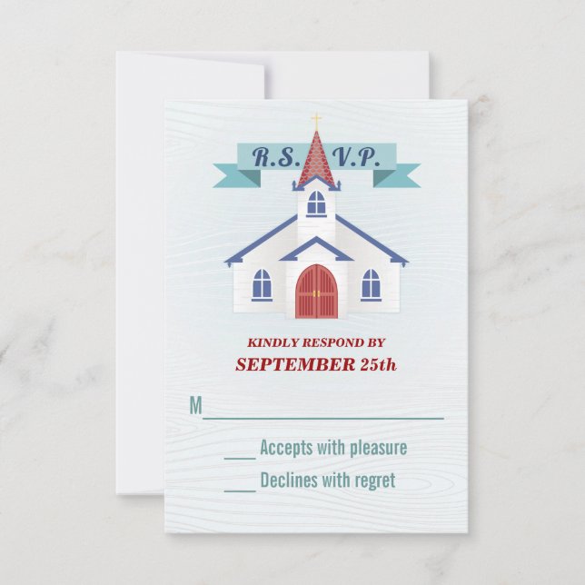Aller à la carte RSVP de mariage de chapelle (Devant)