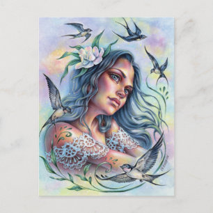 Aller avec la carte postale Swallows Summer Joy Bi