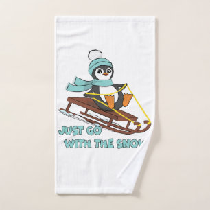 Aller Avec La Neige Dormir Mignonne Pingouin Hiver