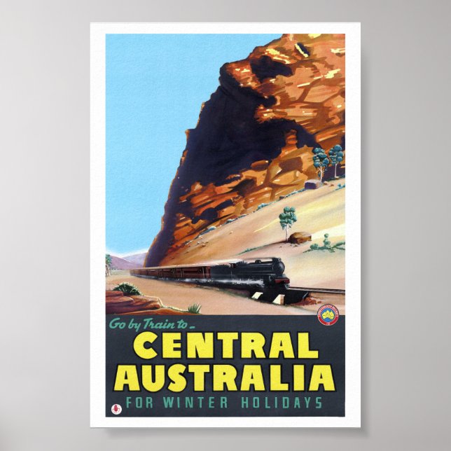 Aller en train en Australie centrale Affiche Vinta (Devant)