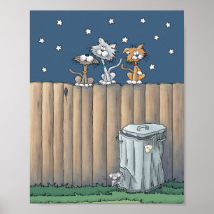 Alley Cats on the Fence Poster