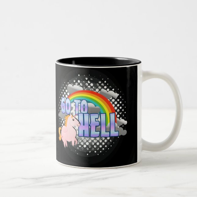 ALLEZ DANS la tasse de licorne d'arc-en-ciel (Droit)