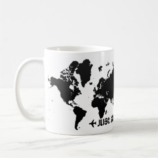 Allez juste. Tasse de café de carte du monde