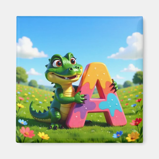 Alligator Andy and love A – Kids Art Magnet (Devant)