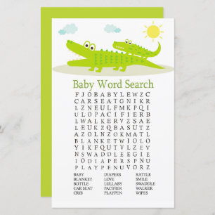 Alligator Baby shower Word Recherche Jeu