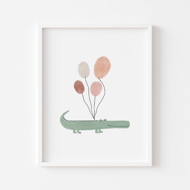 Alligator couleur Boho avec affiche ballons (Créateur téléchargé)