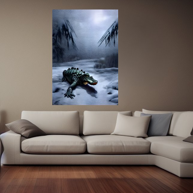 Alligator dans la neige | AI Art Poster (Créateur téléchargé)
