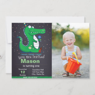 Alligator Invitation d'anniversaire avec photo