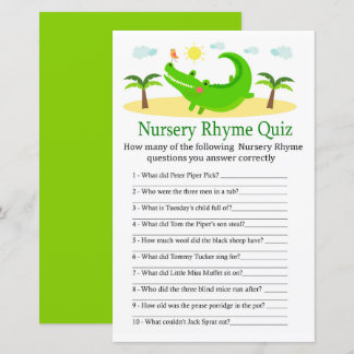 Alligator Nursery Rhyme Quiz jeu de baby shower