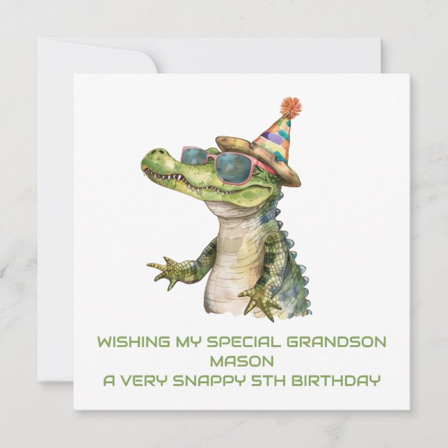 Alligator personnalisé Carte d'anniversaire Son Gr (Devant)