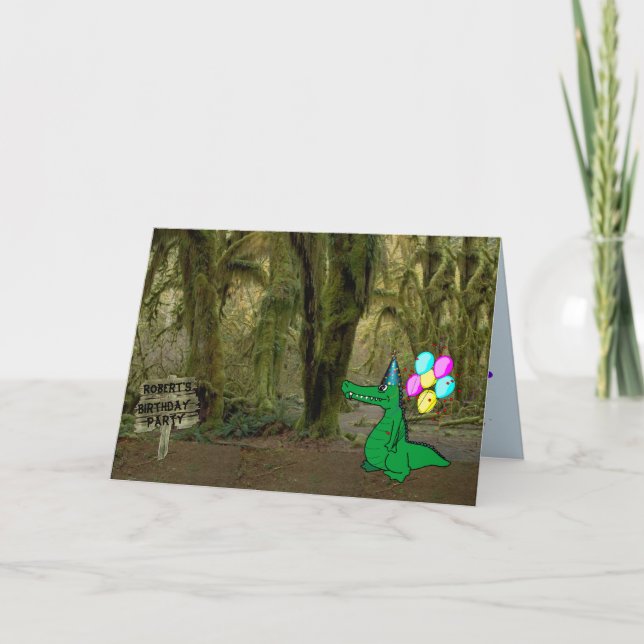 Alligator sur la carte d'anniversaire mignonne (Devant)