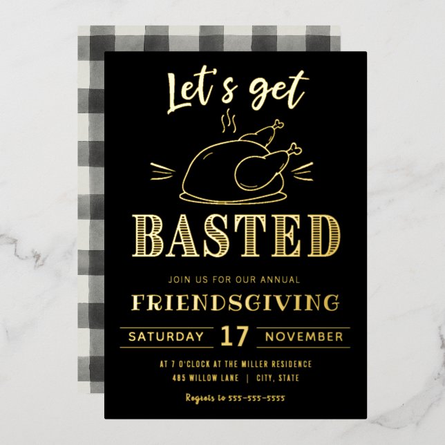 Allons se faire arroser | Invitation Foil Friendsg (Recto/Verso)
