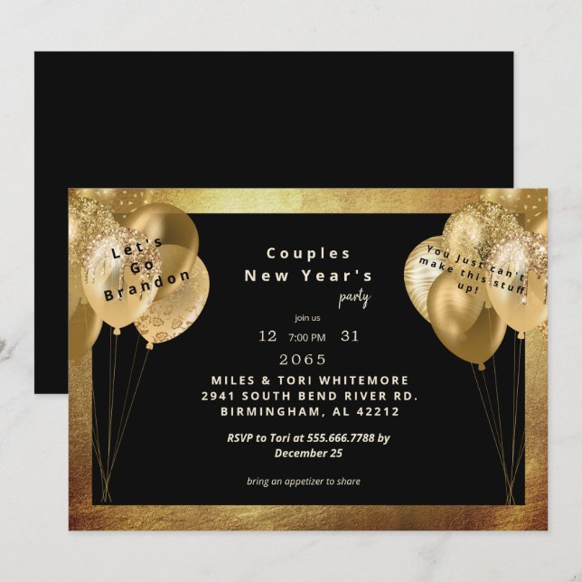 Allons voir Brandon Drôle Invitation de la fête du (Devant / Derrière)