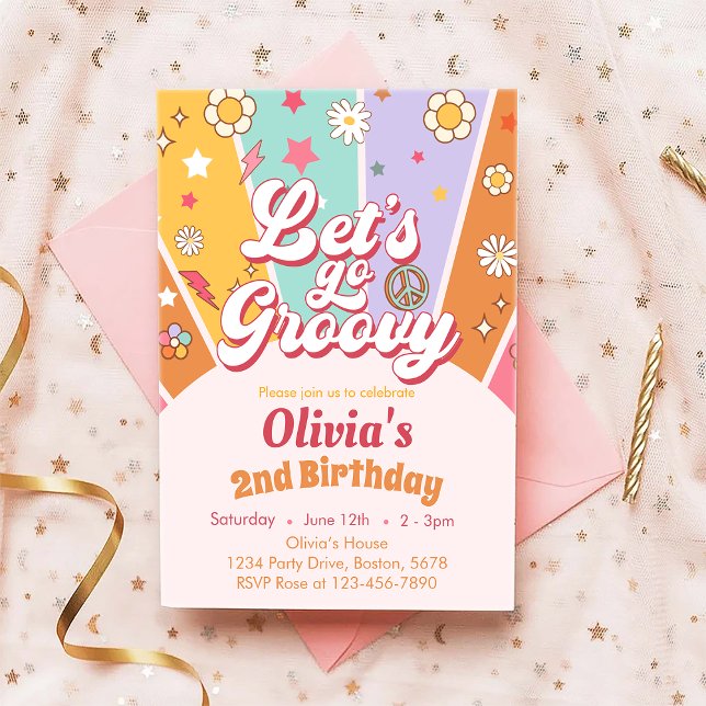 Allons-y Super Daisy Boho Invitation d'anniversair (Créateur téléchargé)