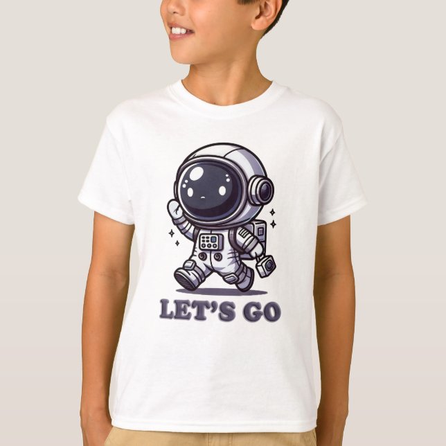 Allons-y - T-shirt aventure de l'astronaute mignon (Devant)