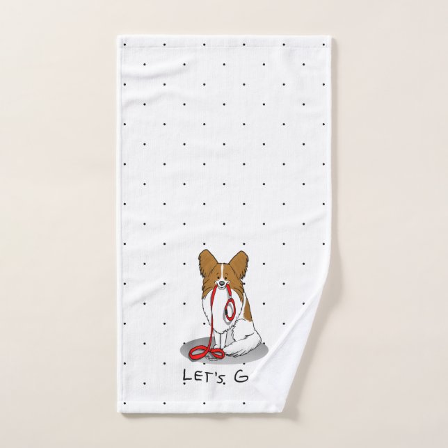 Allons-y ! (walk) Papillon (white & red) Chien mig (Serviette à main)