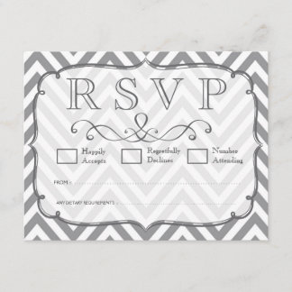 Alloy Gris & Blanc Chevron Wedding Cartes RSVP