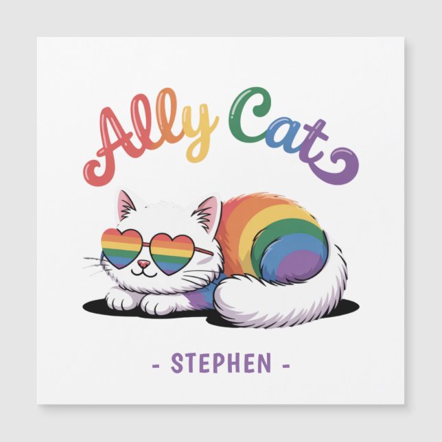 Ally Cat - Cute White Cat LGBTQ Pride (2) (Devant)
