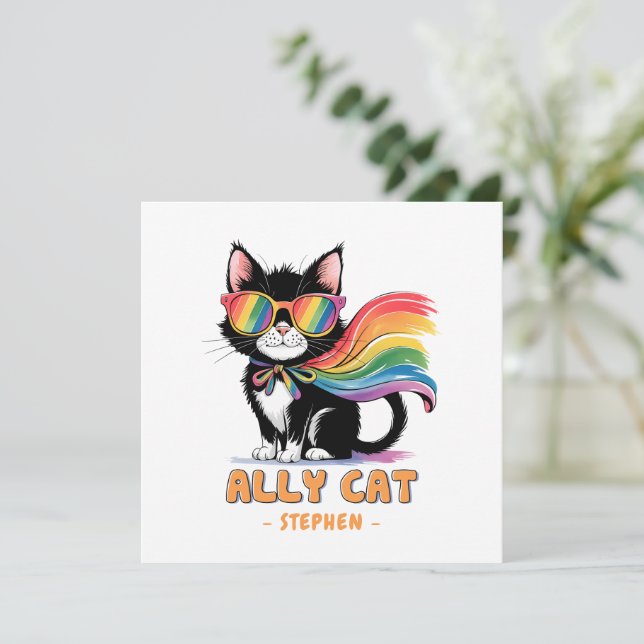Ally Cat - Rainbow Cat LGBTQ Pride (Debout devant)