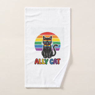Ally Cat Rainbow Pride Vintage Chat T-Shirt Design