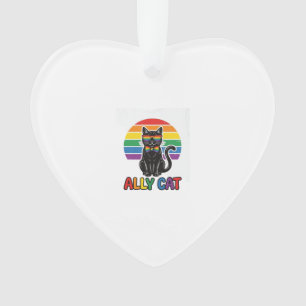 Ally Cat Rainbow Pride Vintage Chat T-Shirt Design