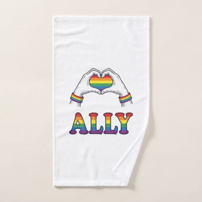 Ally Rainbow Hands Heart Vintage Pride Conception  (Serviette à main)