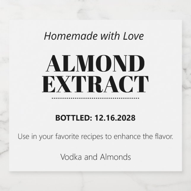 Almond Extract Modern Label Sticker ZEX_001b (Étiquettes simples)