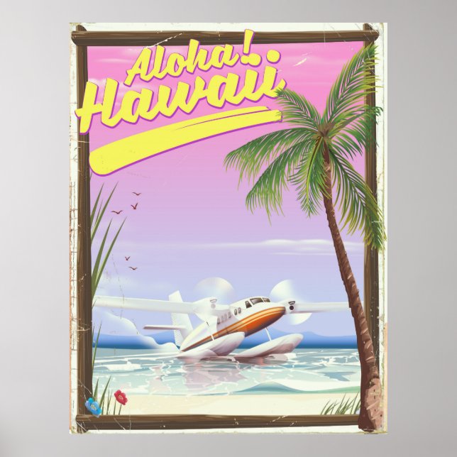 Aloha ! Affiche de voyage de style vintage Hawaï (Devant)