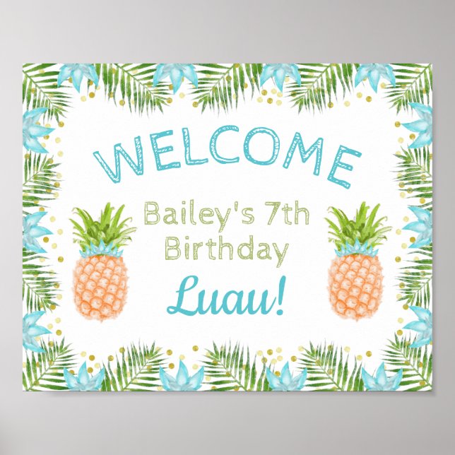Aloha Anniversaire Affiche de bienvenue Luau Décor (Devant)