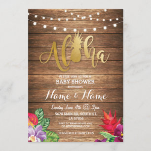 Aloha Baby shower ananas fille garçon Invitation b